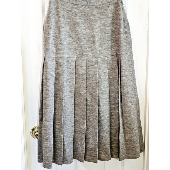 Vintage Sonia Rykiel Wool Grey Skirt Drop Waist Pleated Pockets 28